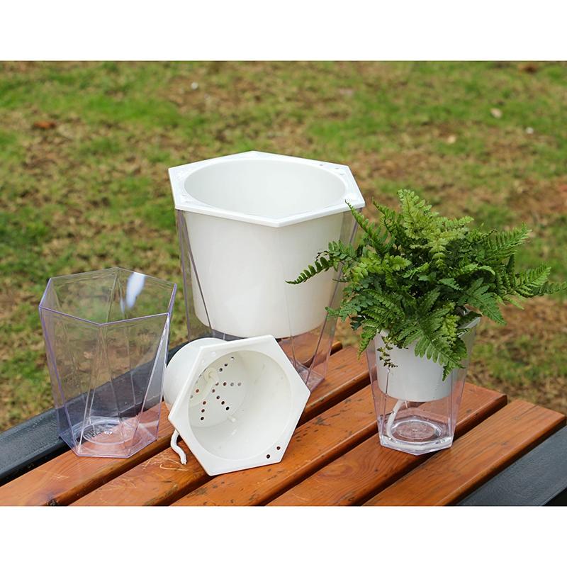 Rhombus transparente auto rega vaso de flores bonita planta pote casa escritório jardim decoração festival presente