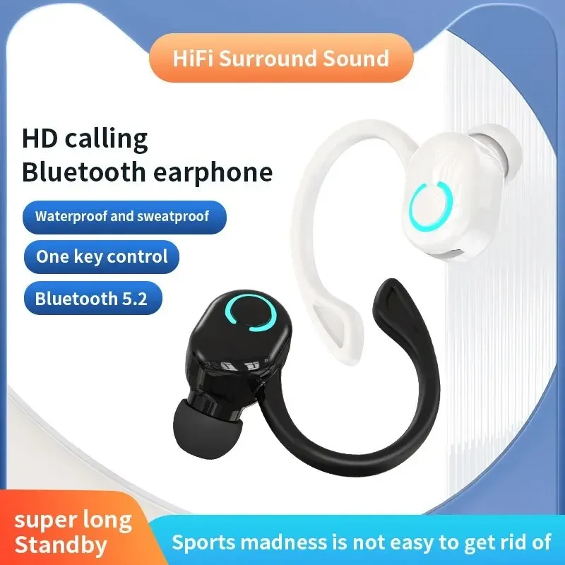 Bluetooth 5,2 Business Wireless Kopfhörer Ohr haken Mini Hifi Bass Noise Cancel ling Kopfhörer mit Mikrofon Ohrhörer Sportspiel Headset
