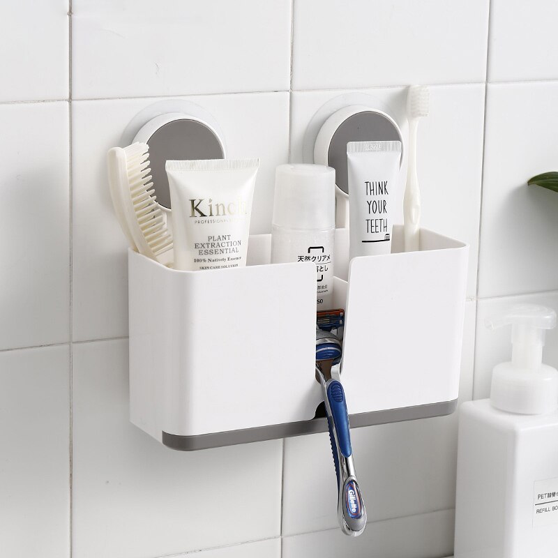 Bathroom Shelf Adhesive Storage Rack Toothbrush Holder Shaver Rack Organizer Wall Hanging Brushing Teeth Toothpaste Rack