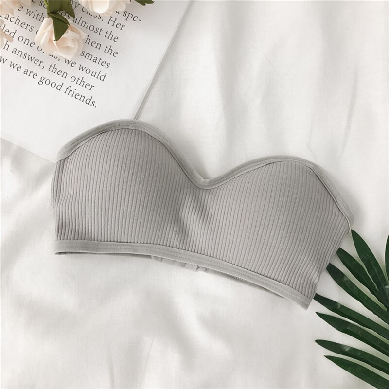 Women Bras Thread Beauty Back Tube Tops Girls Underwear Solid Color Strapless Tube Top Anti-light Female Underwear Bra