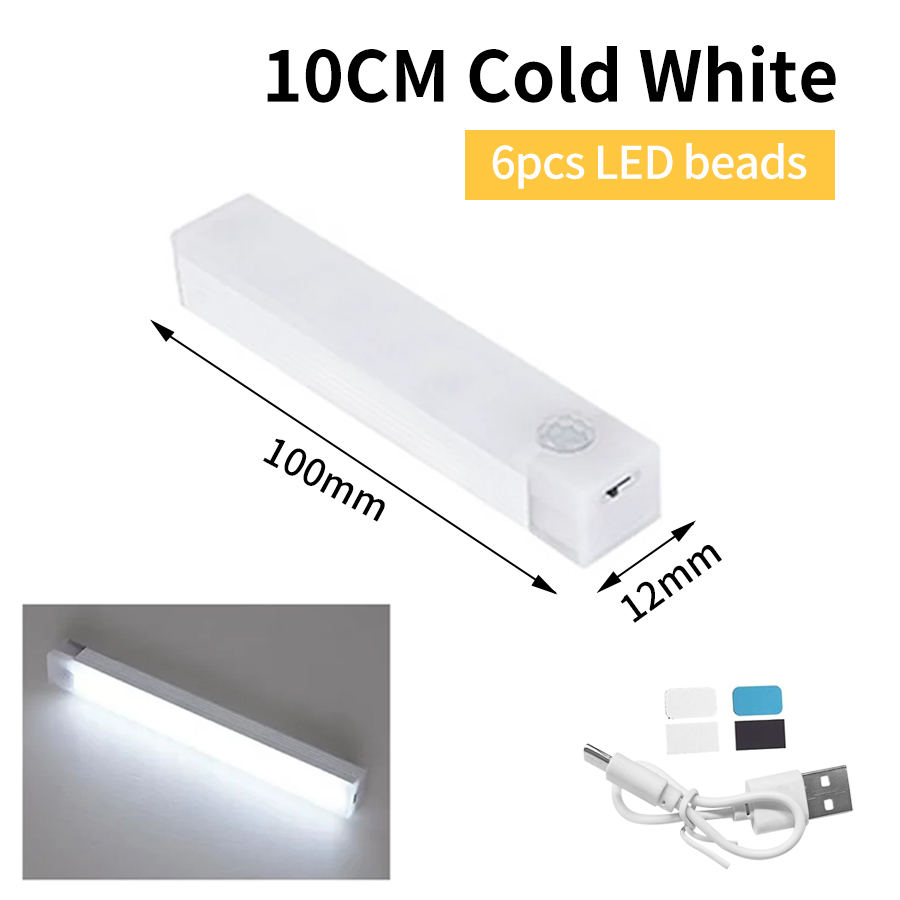 Usb Oplaadbare Led Nachtlampje Bewegingssensor Bar Verlichting Menselijk Infared Inductiekast Lamp Keuken Garderobe Trap Licht: Blauw