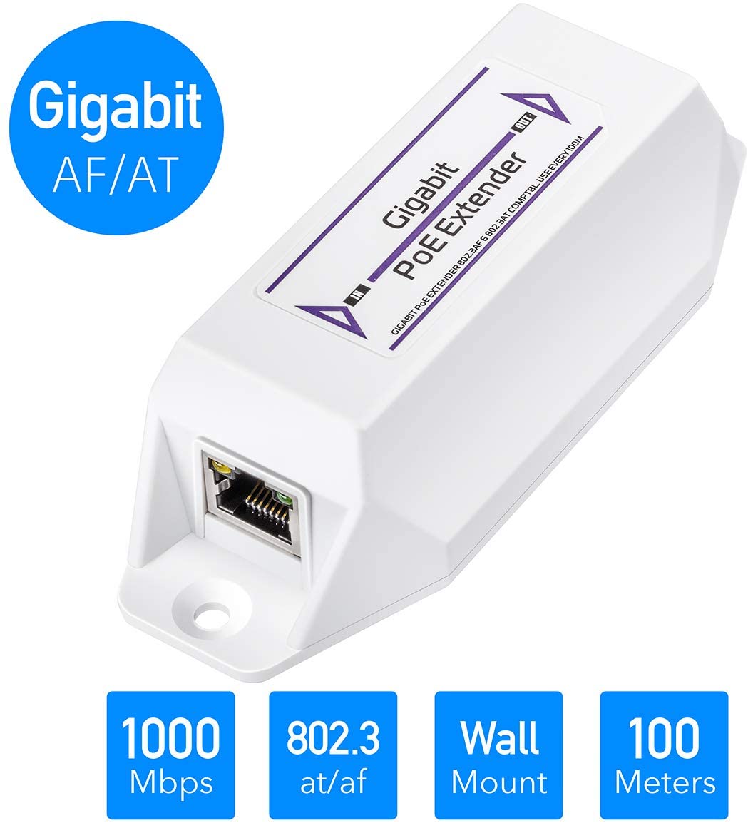 10/100/1000Mbps Gigabit PoE Extender PoE Amplifier PoE Booster IEEE 802.3at / 802.3af, Not Support Passive PoE Plug and Play