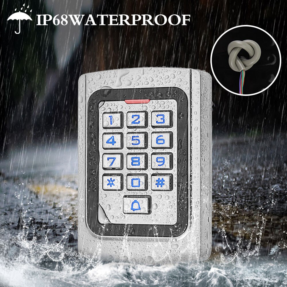 IP68 Toegangscontrole Toetsenbord Waterdicht Rfid Keyboard Metal Access Controller Outdoor Systeem 125Khz Em Kaartlezer + 10Pcs keyfobs