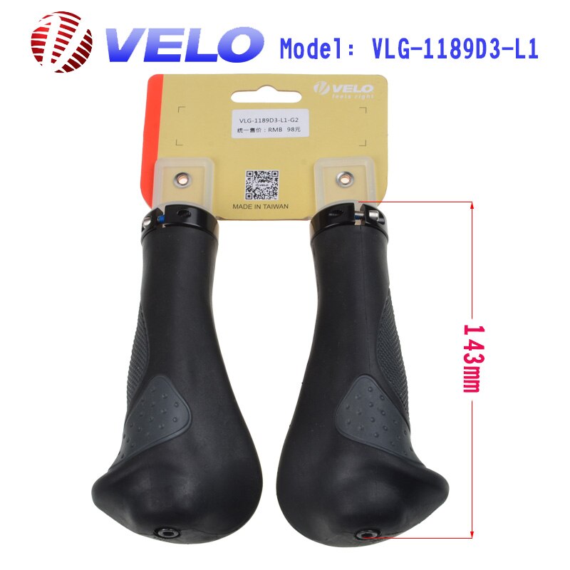 VELO Antiskid Bike Handle Grips Ergonomic Rubber Mountain Bike Handlebar Grips Bicycle Accessories Non-slip Cushioning Durable