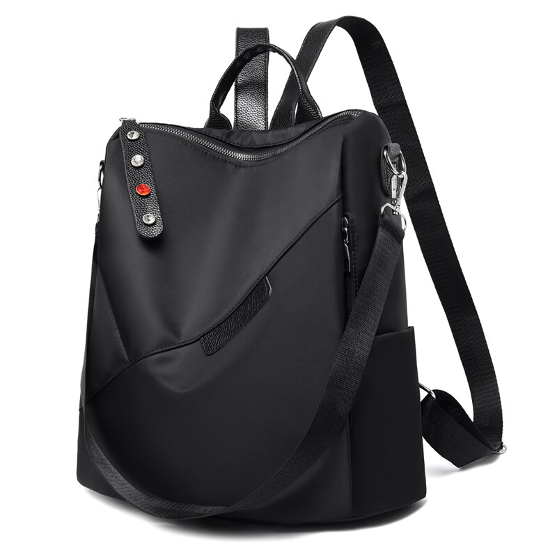 Zaino Oxford classico da donna per ragazze borsa a tracolla impermeabile stile Preppy borsa da scuola Casual da donna di grande capacità: black