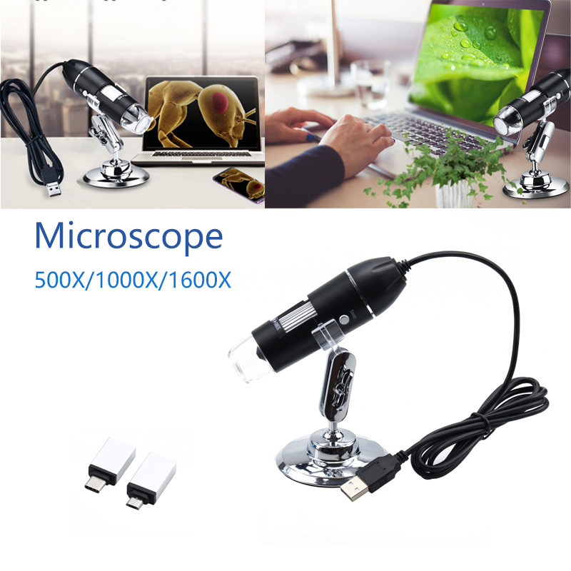 mega Pixel 1600X 8 LED Digital Mikroskop Typ-C/Mikro Für Android telefon USB Für PC Lupe Elektronische Stereo USB Endoskop