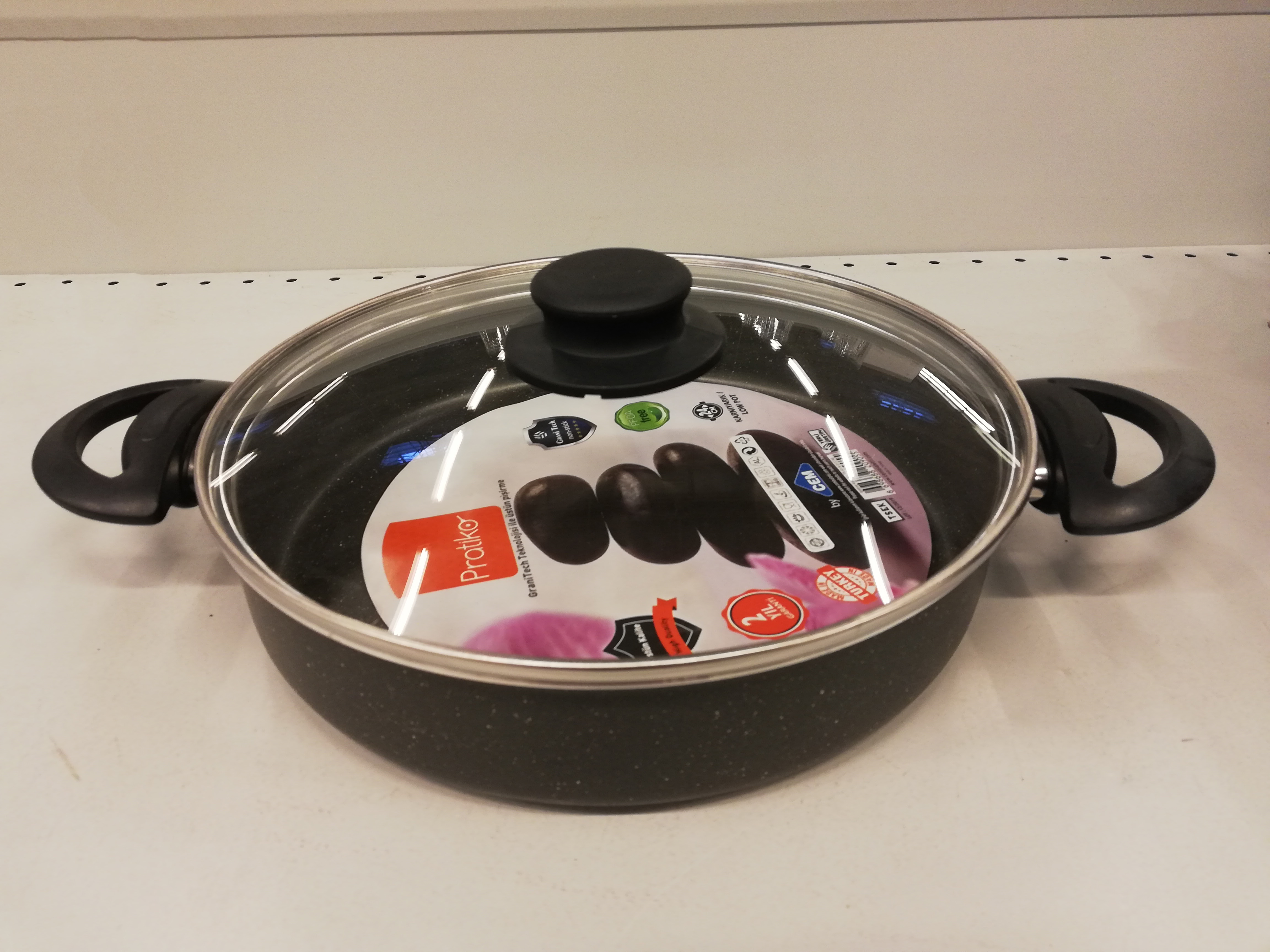 24 cm non-stick pot granite coating cooking pot with glass lid Pasta pot, casserole, lightweight Deep Fry Pan with & Glass Li