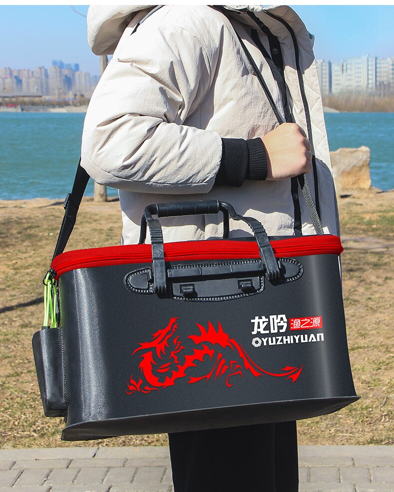 Portable Fishing Bucket Bag EVA Fishbox Handle Folding Outdoor Water Box Live Fish Bucket Thicken Fishing Tank Fishing Gear Bag