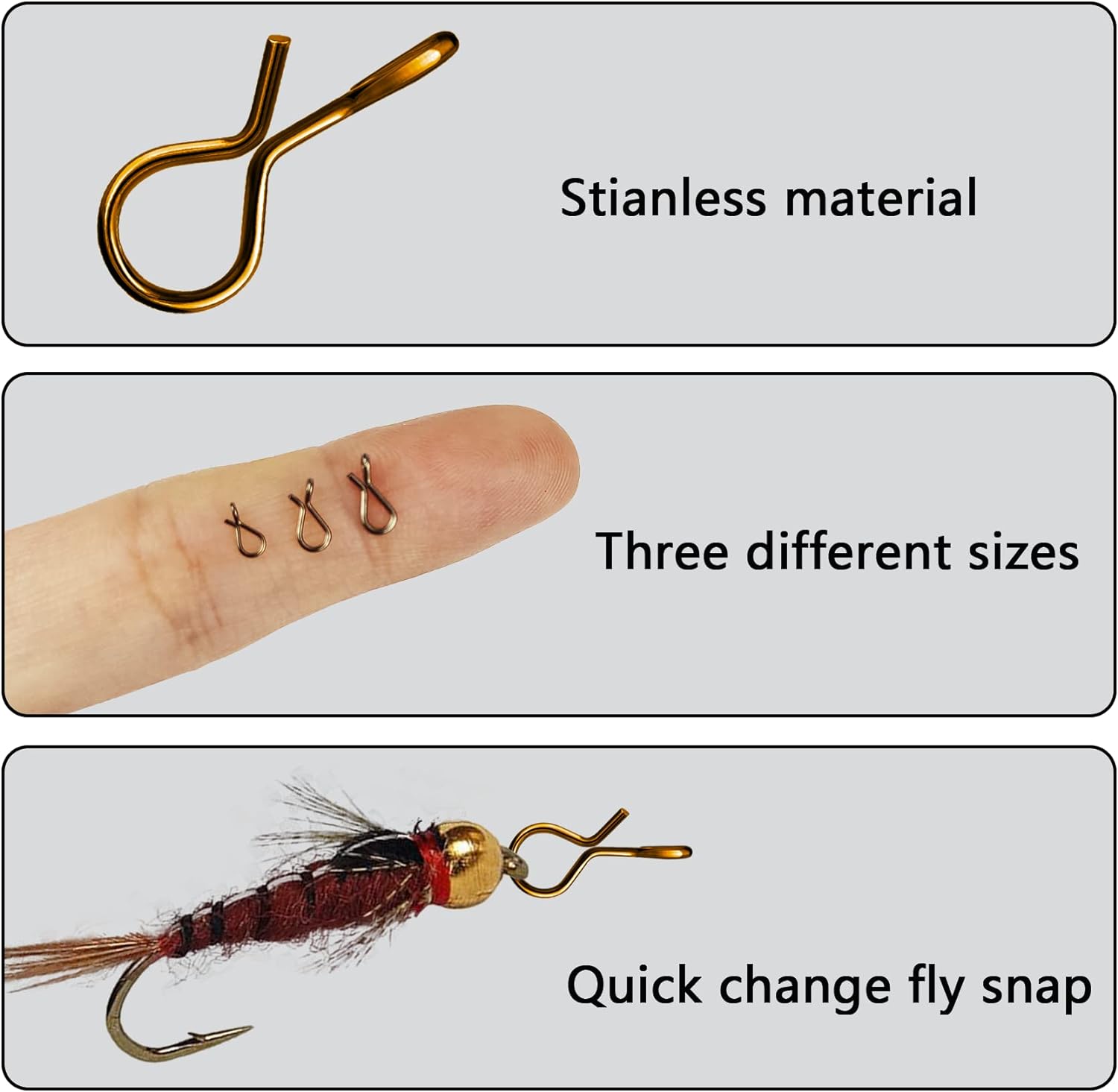 Eupheng 50pcs Fly Fishing Snap Quick Change Stainless Steel Fly No Knot Snap Connector Tying Tools Accessories