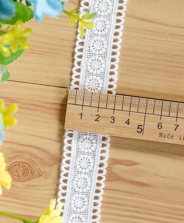 Renda floral bordado de algodão branco, 5 jardas/lote, pequena, fina flor x716: 3 3cm