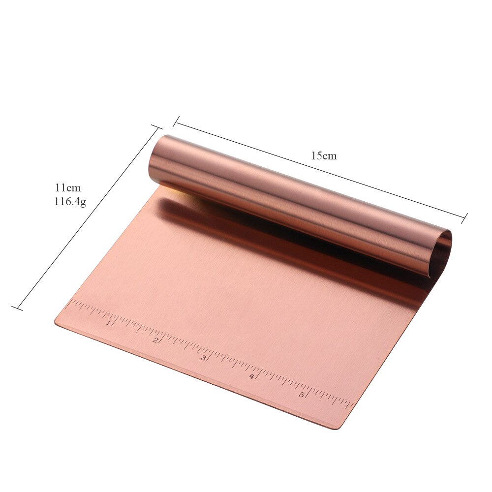 Stainless steel scraper with scale baking tool dough cutter scraper baking tools for cakes: Red
