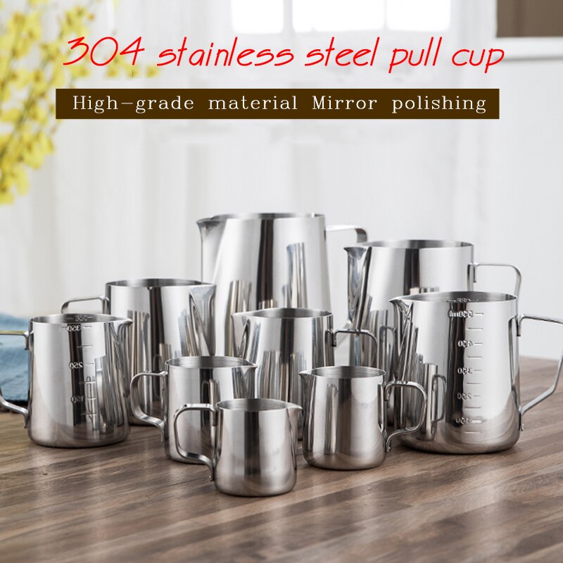 Tirador de la taza de café de acero inoxidable de , herramientas de flores, moka pot milkshake foam, Copa , aparato de café, jarra de leche, café, cocina