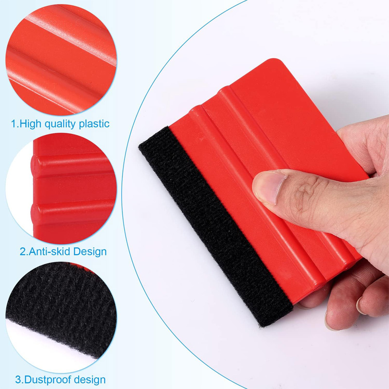 Escurridor de plástico con borde de fieltro, raspador de envoltura de vinilo para coche, herramienta de envoltura de escurridor de fieltro, aplicador de calcomanías, herramienta de alisado de papel tapiz, 1 ud.