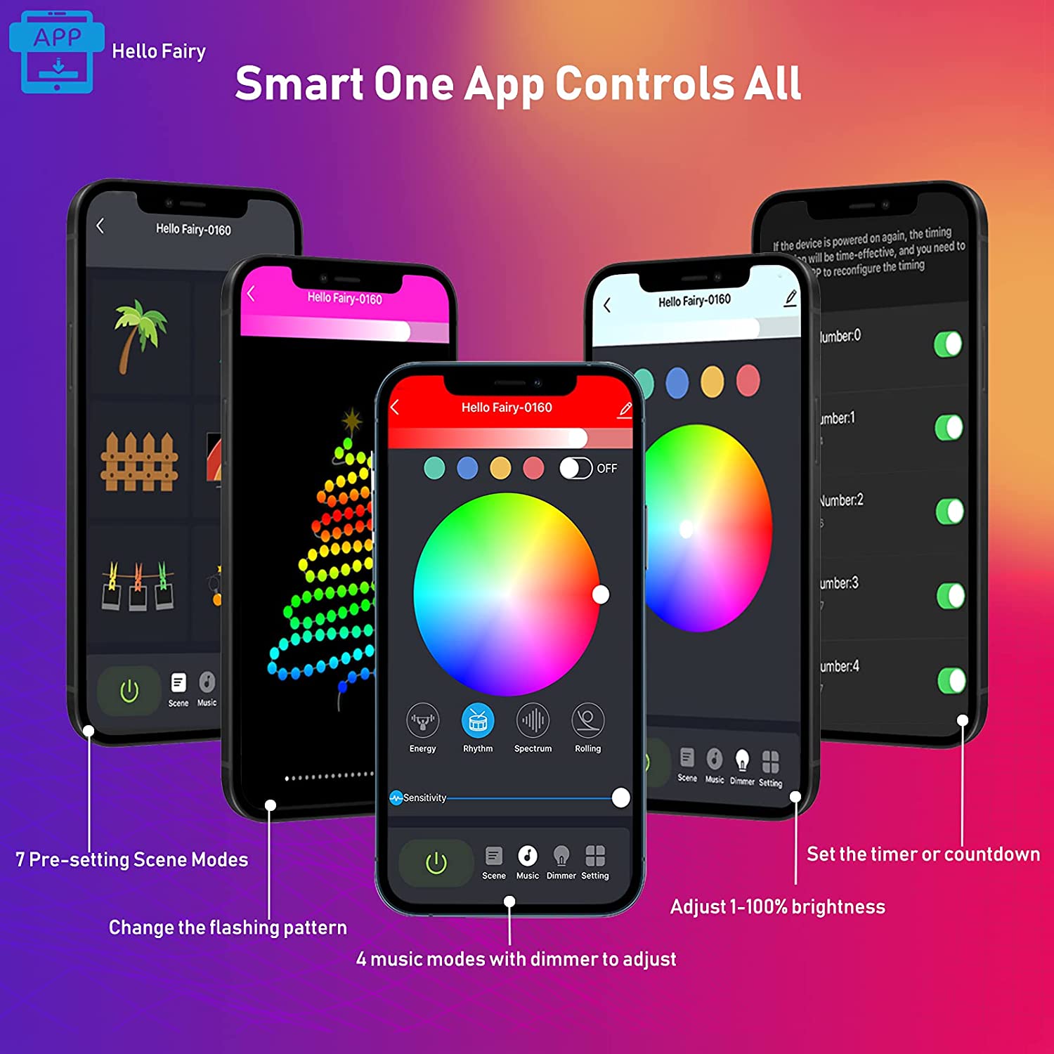 LED Fairy Light Christmas Decoration String Lights APP Intelligent Control Garland 5M/10M Year Home Decor Light