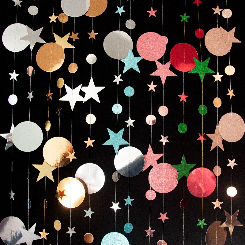 Guirlande pendante en chaîne en papier, 4m, pour décorations de mariage, décorations pour réceptionniste, fête prénatale, anniversaire, noël