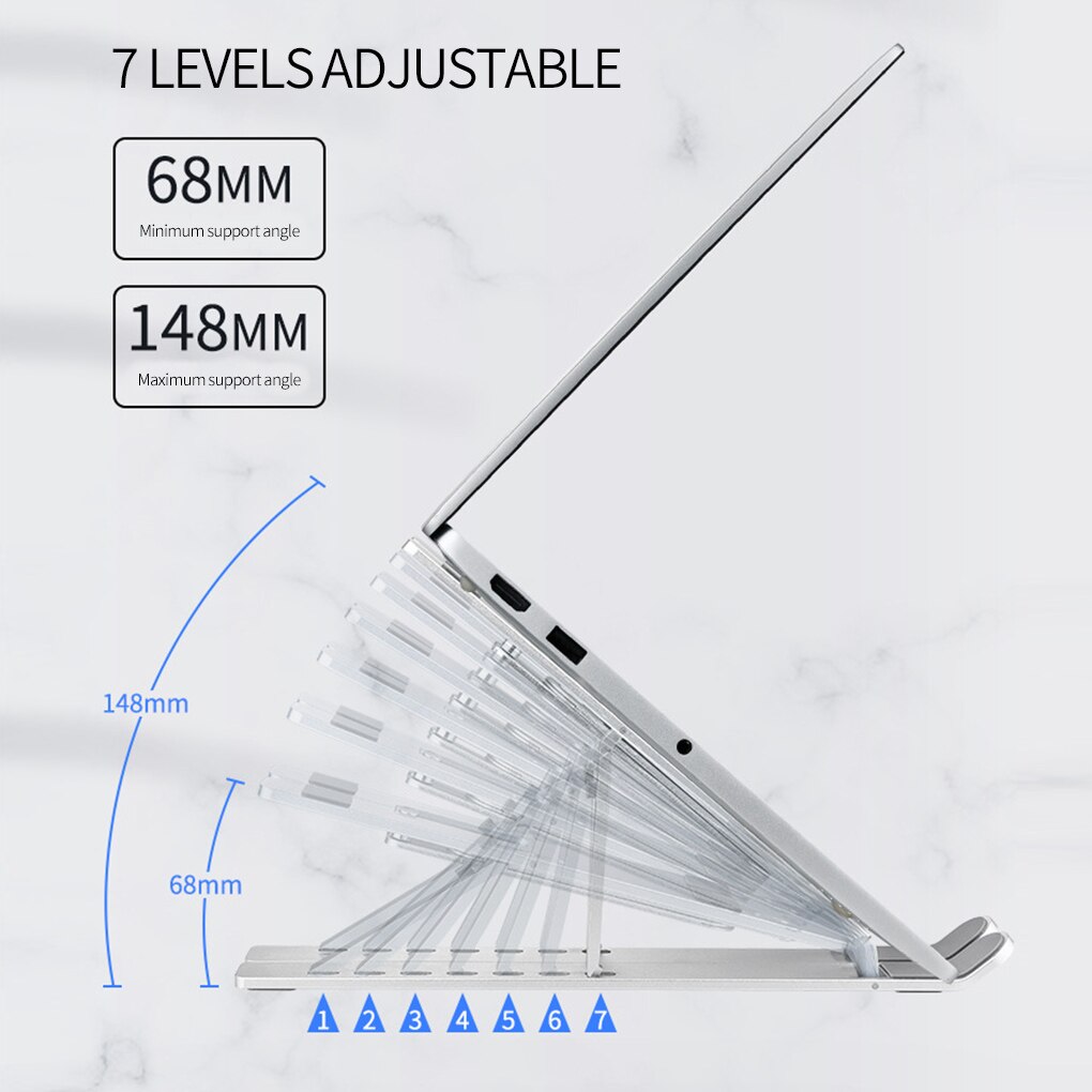 Folding Laptop Holder 7 Levels Adjustable Portable Tablet Notebook Bracket Aluminum Alloy Stand For Macbook Pro Air Thinkbook 14