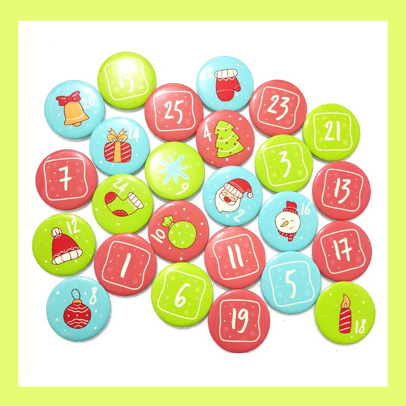 Nengdou 24 Stks/set Kerst Badge Broche Diy Accessoires Voor Kleding Hoed Rugzak Kerstboom Decoratie Kawaii Pins