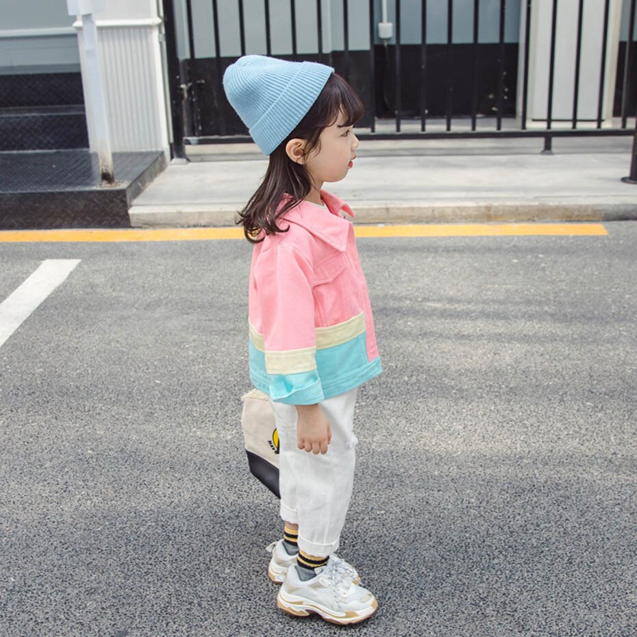 Baby Meisje Jas Patchwork Meisje Jas Bovenkleding Enkele Breasted Childrens 'Jas Casual Stijl Kleding Voor Meisjes