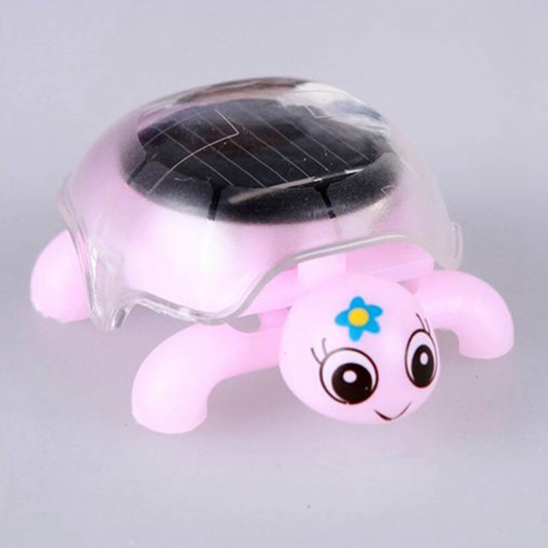 Mini Solar Powered Energy Cute Turtle Tortoise Gadget Educational Toy For Kids 4 Colors chosen: Pink