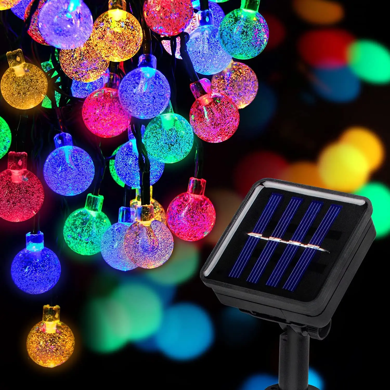 Guirlande lumineuse solaire Globe en cristal, 100 LED, guirlande lumineuse féerique, décoration de fête de noël et d'halloween, pour jardin: ROSE / 6-10W