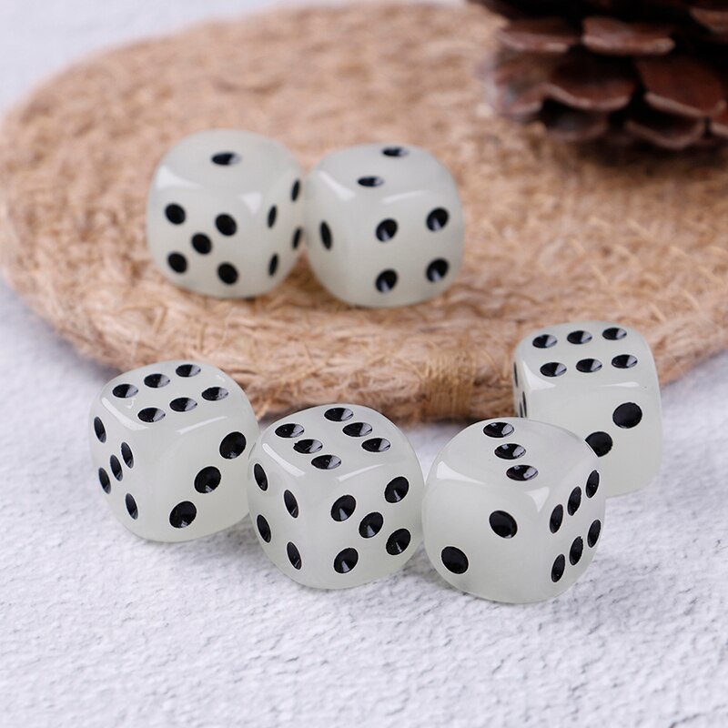 6PCS 6 Side 16mm Glow in the Dark Dice Cubes Night Light luminous Toy Fun Board Game Night Bar KTV Entertainment Game Dice