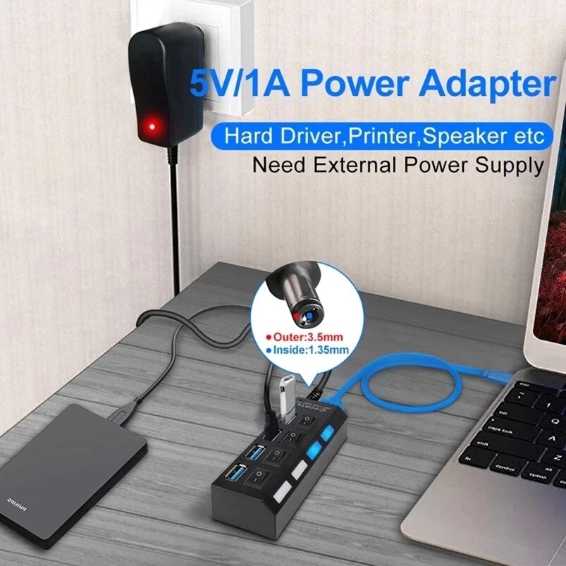 USB HUB 3.0 HUB USB Splitter Multi USB 3.0 2.0 HUB USB3.0 4/ 7 Port Multiport Hub PC Accessories With Power Adapter for Computer