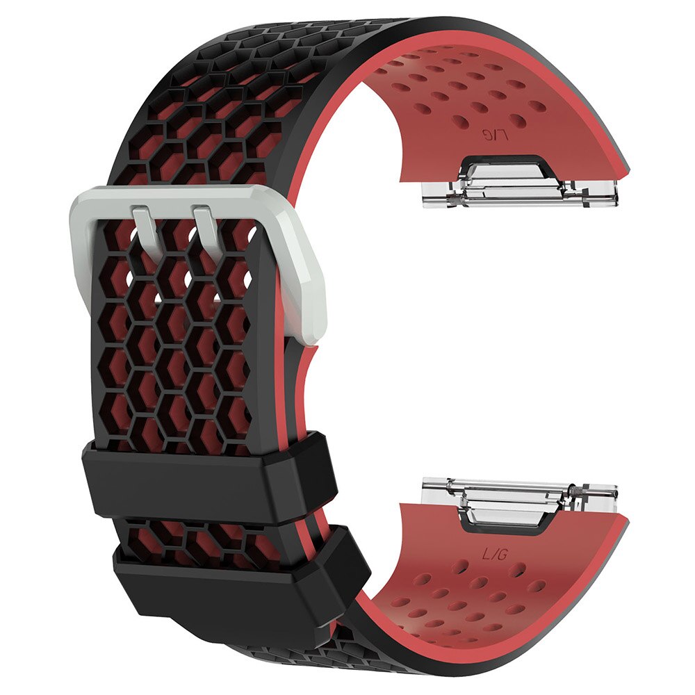 Bracelet de montre tschick pour fitbit ionic, bracelet de sport en silicone, bracelet de remplacement pour fitbit ionic: Noir rouge / Grand