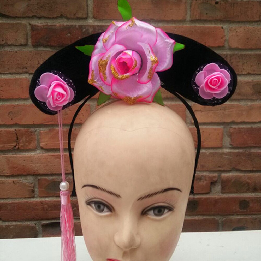 1pc Traditional Qing Dynasty Princess Hat Royal Crown Cap Performance Prop for Kids Adults