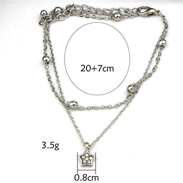 Boho Initial Anklet Heart Infinity Silver Color Ankle Bracelet on Leg Chain Star Anklets For Women Ankle Beach Foot Jewelry