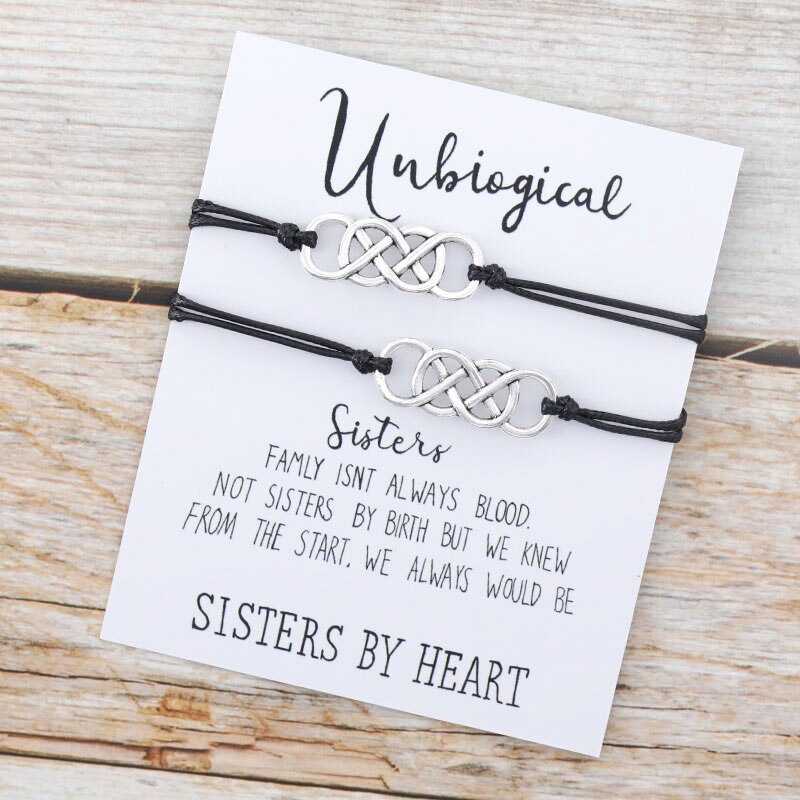 Unbiological Sister Bracelet Set Best Friend Matching Infinity Friendship Bracelet Soul Sister Friend BFF Bracelet Jewelry
