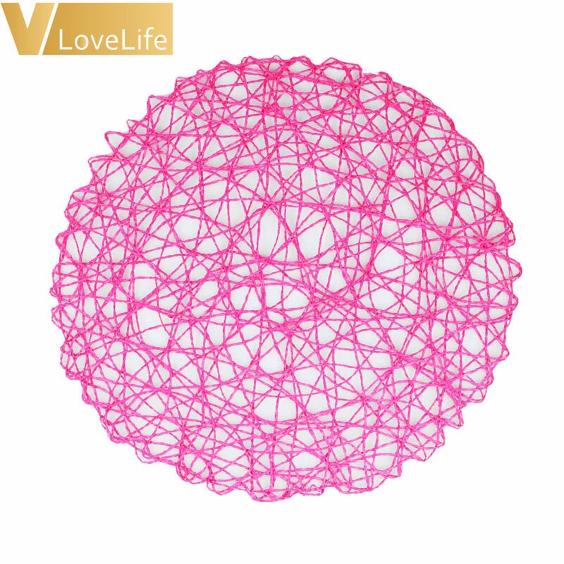 6 stk papirreb mesh rundt bord dækkeservietter hjemmekøkken jule børn gør-det-selv dekorationspuder 38*38cm borddekoration: Fuchsia