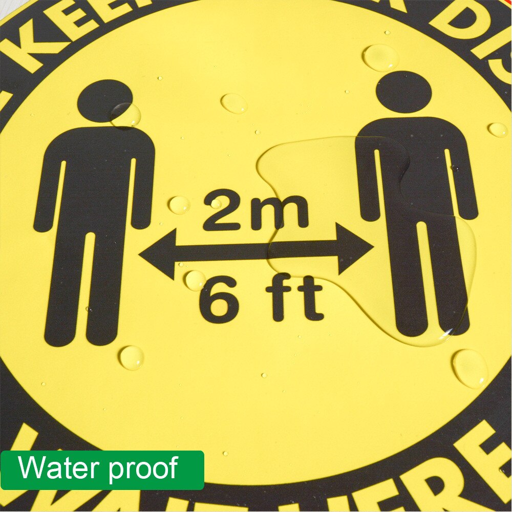 Social Distance Floor Stickers Non-Slip Waterproof Self Adhesive Floor Signs Stickers for Hospital Shopping Malls Bathroom Publi