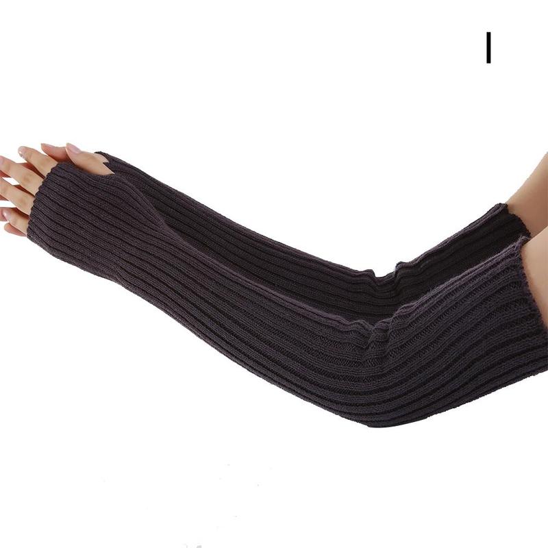 Długie rękawiczki bez palców dla kobiet gotycka odzież punkowa z dzianiny z długim rękawem miękkie damskie rękawiczki bez palców: I