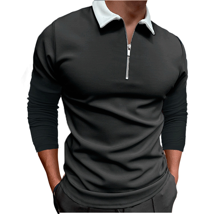 KPOP Style Harajuku Slim Fit Ropa Hombre Tshirts Loose Casual All Match Tops Polo Collar Insert Printed Long Sleeve Tees