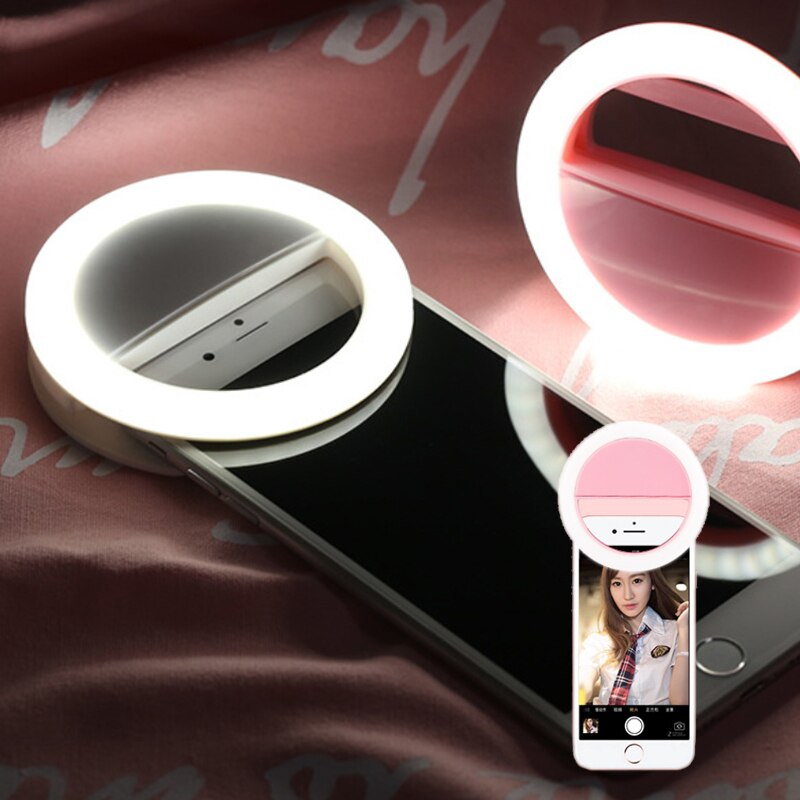 Portable Mini LED Ring Light Phone Flash Selfie Light Clip-on Mobile phone Selfie video light Night Enhancing Up Selfie Lamp