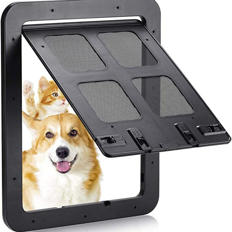 Hond Screen Deur Thuis Afsluitbare Sliding Kat Screen Deur Magnetische Zelfsluitende Screen Hond Hek Locking Functie Gate huisdier Deur: black / 46X36CM