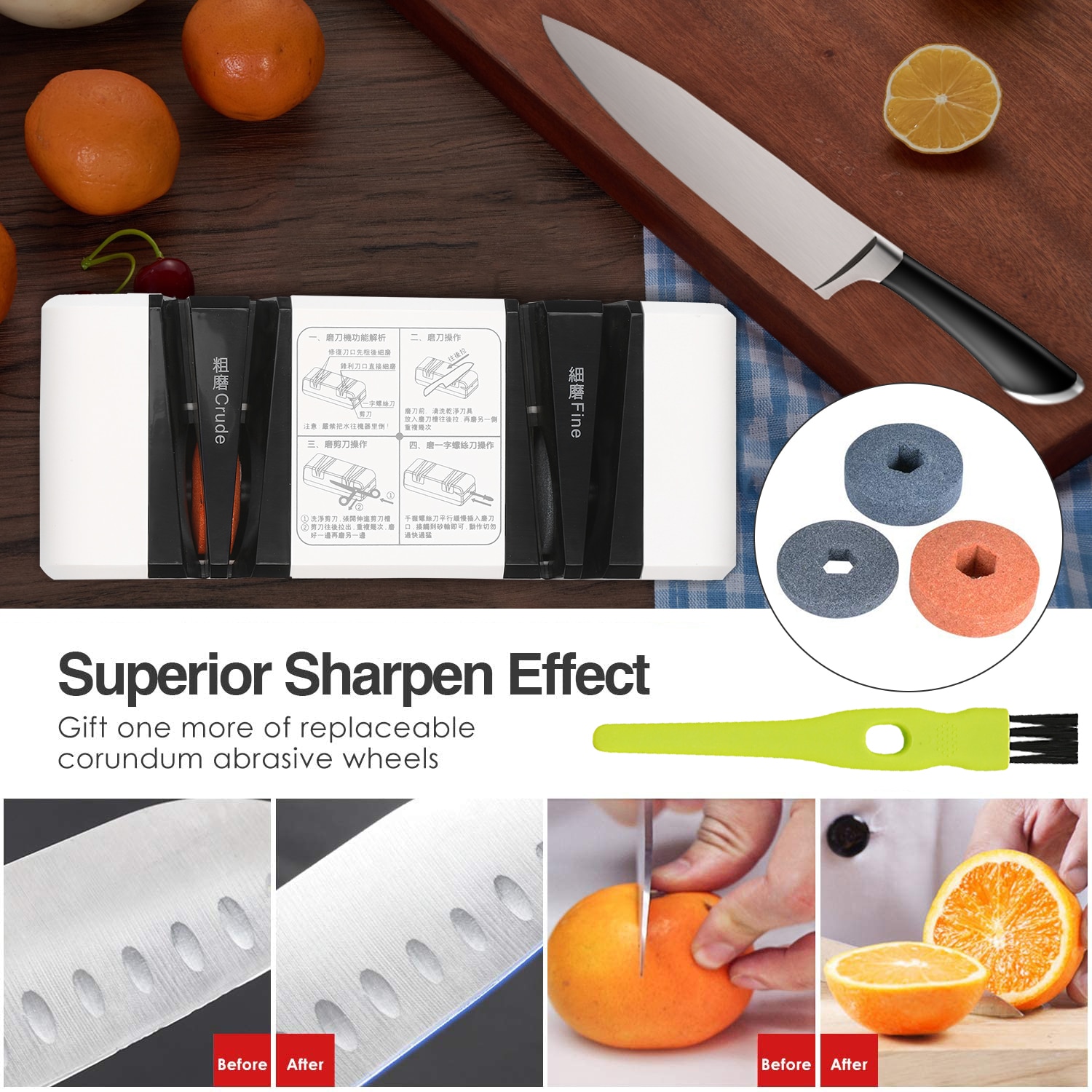 Electric Knife Sharpener Multifunctional Automatic Cut Sharpeners with 15-Degree Bevel Crude and Fine Grooves