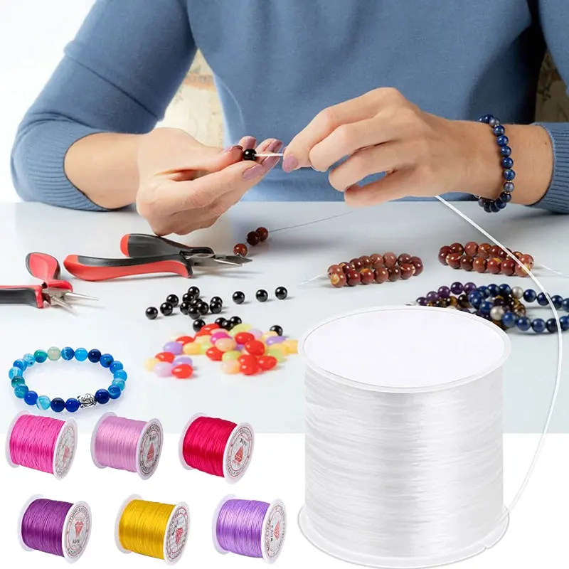 10M/rollo de pulseras de cordón de cuentas de cristal elástico fuerte, línea de goma elástica, cuentas de joyería, collar de hilo, cordones para hacer bricolaje