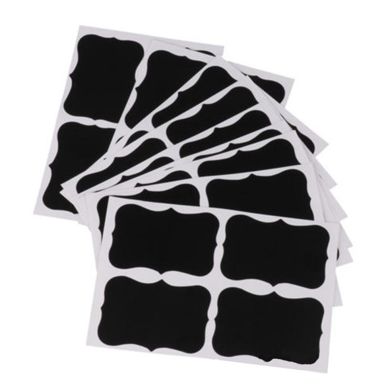 49Pcs Schoolbord Sticker Label Met Herschrijfbare Witte Vloeistof Krijt Zout Kruidkruik Fles Blackboard Sticker Keuken Accessoires