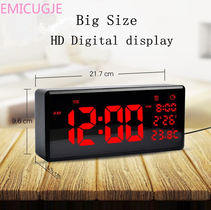 HD LED Large Screen Wall Clock Home Desktop Calendar ClockDaylight Saving Time Function LED Electronic Clock with Thermometer