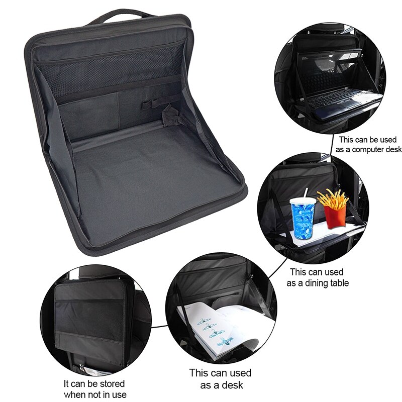 Car Back Seat Table Laptop Holder Portable Car Computer Desk Bracket Foldable Laptop Food Tray Storage Bag