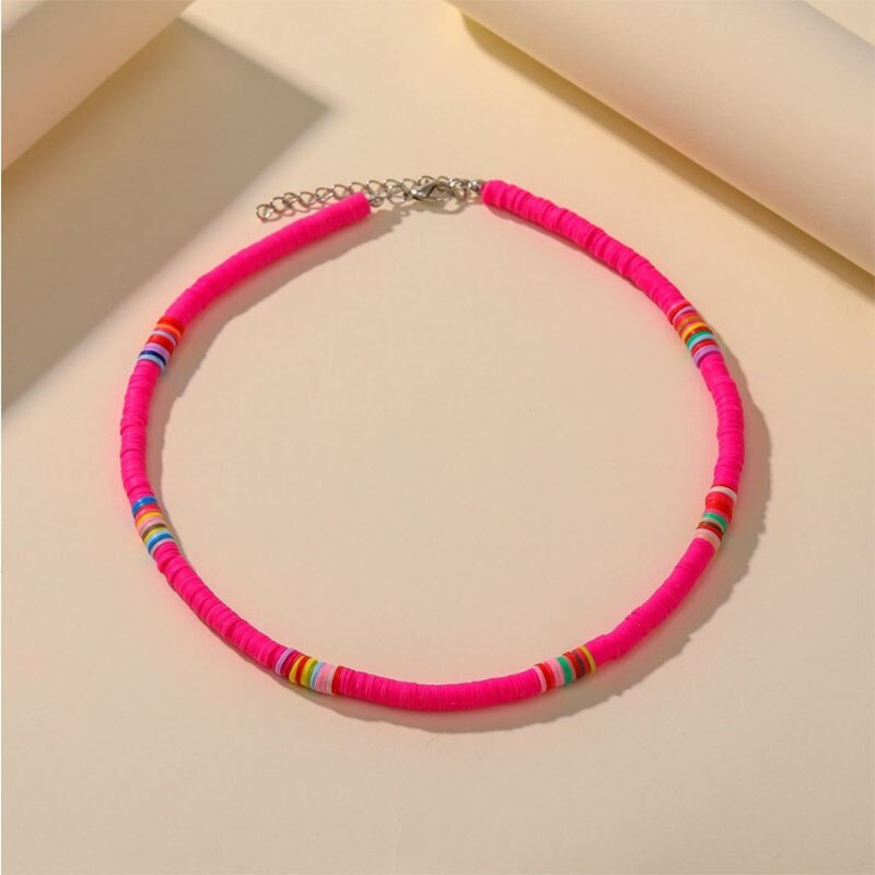 Bohemian etnische stijl ketting retro schijf ketting dames ketting strand veelkleurige polymeer klei sleutelbeen ketting: 5