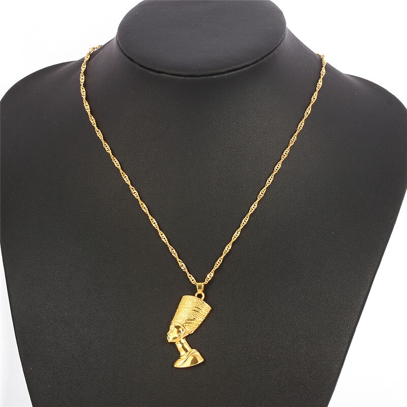 Ancient Egyptian Queen Nefertiti Pharaoh Pendant Necklace Gold Color for Women Men Jewelry Gold Silver Color Hip Hop Jewellery