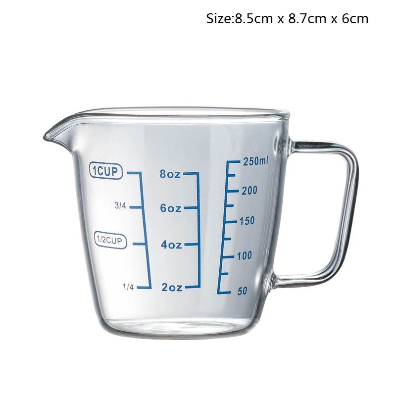 250/500 Ml Glazen Maatbeker Met Cover Schaal Jug Hittebestendig Melk Koffie Mok Magnetron Maatbeker keuken Accessoires: S-Without cover