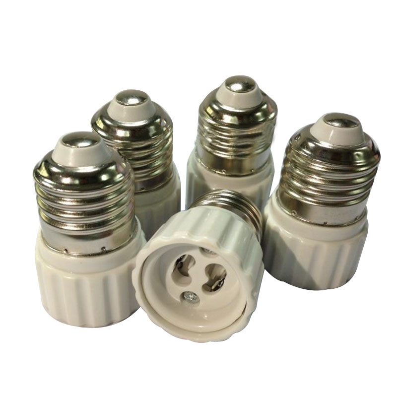 5 stk 200w 2-3a e27 e26 to gu10 pære fatning skrue base led lampe adapter konverter med høj materiale holder