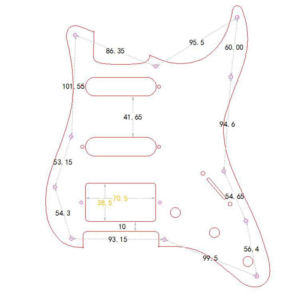 Elgitar plekterbrett én humbucker gitar plekterbrett pvc 11 hull høy temperaturbestandig for fender stratocaster