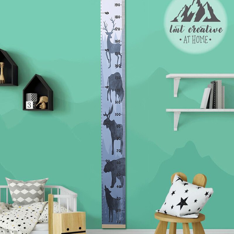 Wall Hanging Wooden Baby Child Kids Growth Chart Height Measure Ruler Wall Sticker for Children Kids Home Room Decoration