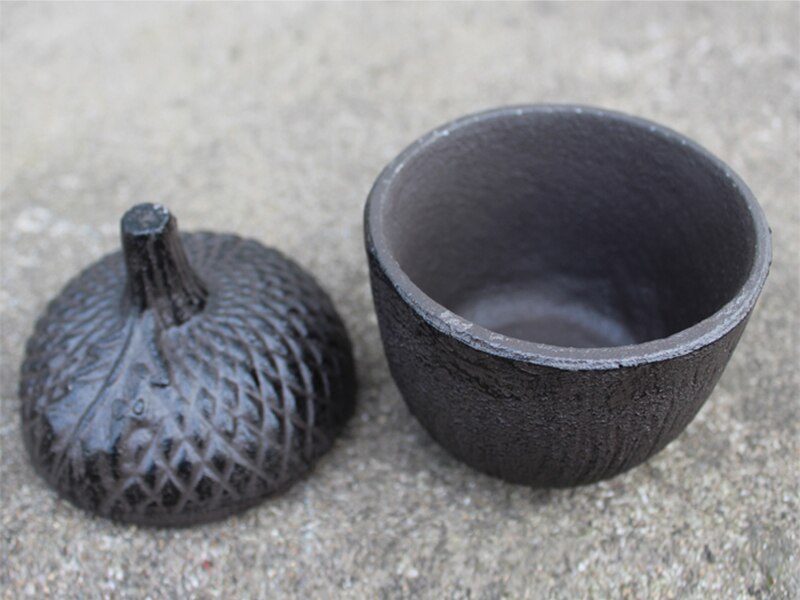 Cast Iron Acorn Trinket Box In Antique Brown Finish