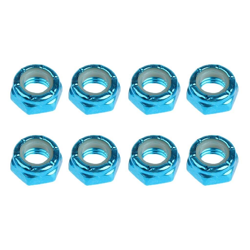 8pcs Heavy Duty Axle Nuts Kingpin Nuts Replacement for Skateboard Longboard Mounting Trucks Nuts Color Optional: Blue 