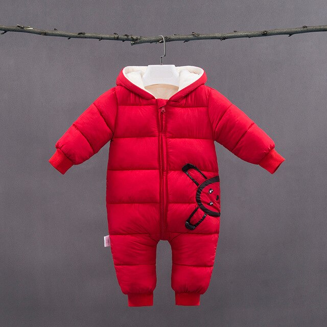 spring Winter Jumpsuit Baby Newborn snowsuit Snow Wear Coats Boy Warm Romper 100% down Cotton Girl clothes Bodysuit 0-18M: red / 18M